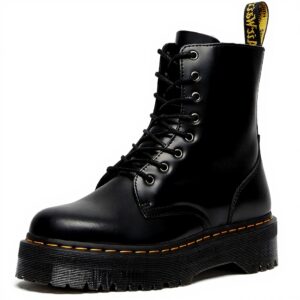 Bottes Dr Martens Jadon Noir Vert Cuir Lisse Homme