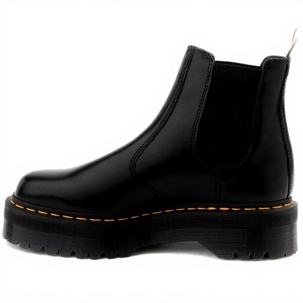 Dr. Martens Womens Platform Chelsea Boot, Black Polished Smooth Leather, Mid-Calf Combat Style