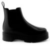 Dr. Martens Womens Platform Chelsea Boot, Black Polished Smooth Leather, Mid-Calf Combat Style
